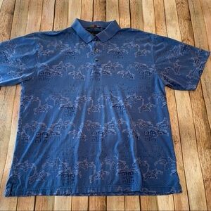 Vintage Greg Norman mens short sleeve printed golf polo shirt | size Extra Large